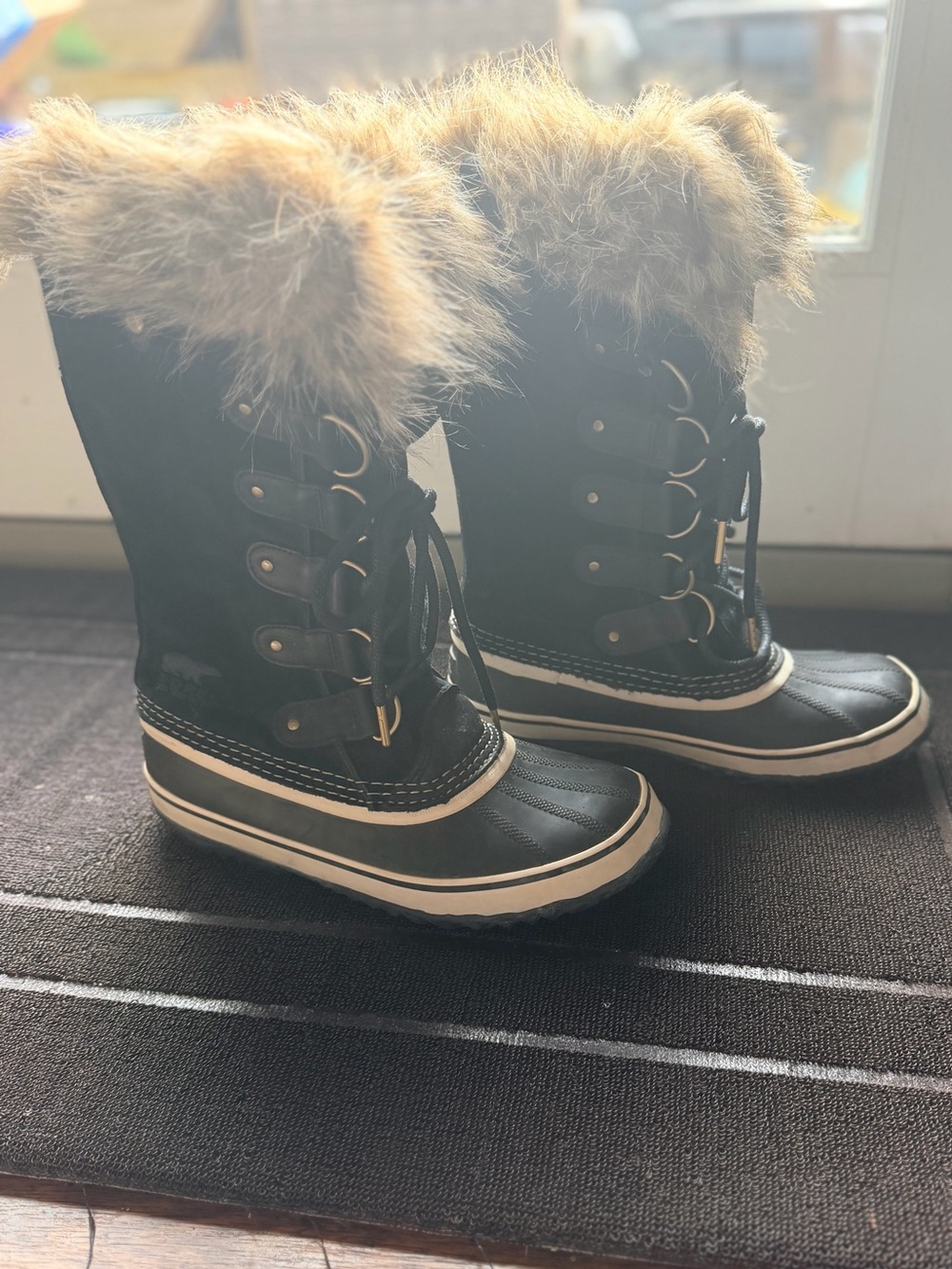 Sorel‎ Joan of Arctic Tall Waterproof Snow Boots Black Faux Fur Women’s 9 Winter